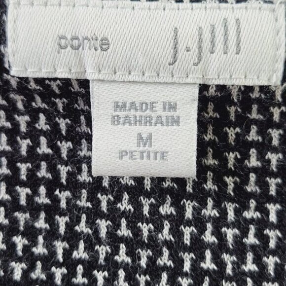 J Jill Shift Dress Size M Petite Pockets Pullover Black White Pattern - Picture 4 of 10